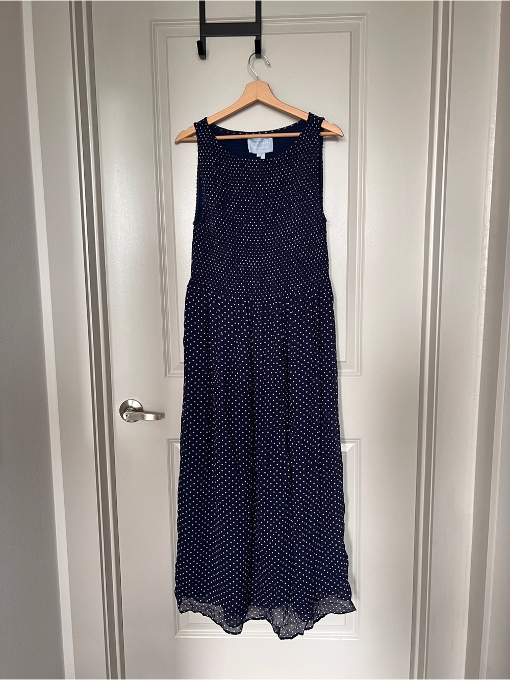 Hill House Cosima Dress - navy polka dot - M